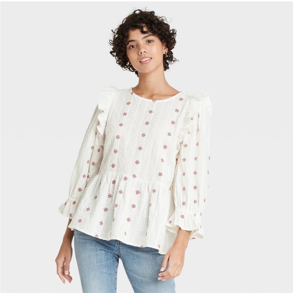 Universal Thread Floral Ruffle Peasant Blouse - Picture 3 of 7